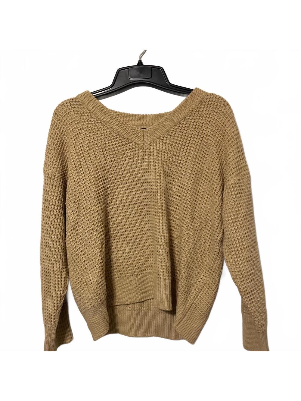 Ava & Ever Cozy Baggy Beige Georgetown V Neck Knit  Women's Sweater -New